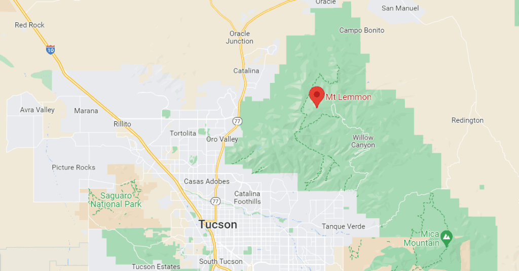 Mount Lemmon Location - Arizona Camping